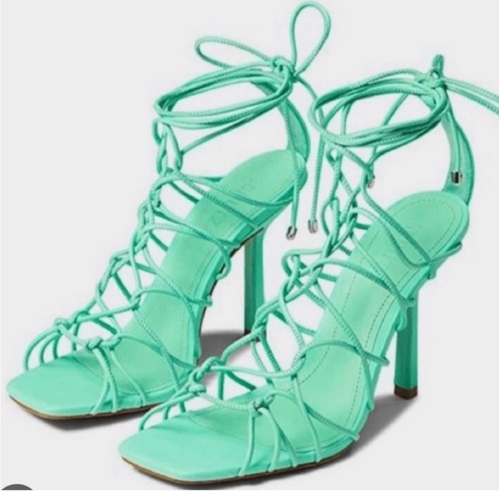 SCHUTZ Green Strappy Heels